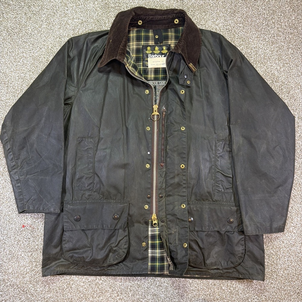 Barbour A150 Beaufort Wax Jacket C46 2XL Sage Green Vintage 90s Waxed Well Worn